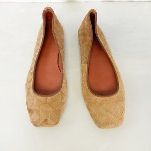 Summit White Mountain 37 6.5 Brown Flat Leather Ballet Slip Square Comfort Italy